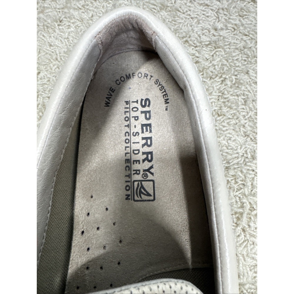 Sperry Top-Sider Pilot Collection Cream Perforated Slip On Loafers Boat Shoes 12 - Picture 12 of 13